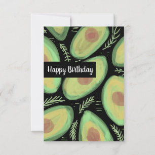 Carte Aquarelle d'anniversaire joyeuse Avocados