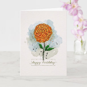 Carte Aquarelle d'anniversaire Sketchy Doody Orange Flow
