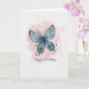 Carte Aquarelle d'anniversaire Sketchy Doody Papillon Ca