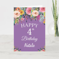 Aquarelle de 4e anniversaire Floral Flowers violet