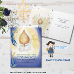 Carte Aquarelle de bougies lumineuses Bonne Hanoukka<br><div class="desc">Cette belle aquarelle élégante carte de VACANCES en Hanoukka FOLDED dans les tons bleu dégradé et les lumières jaune-blanc dispose d'une chandelle magnifiquement artisanale avec des fleurs sur le côté. C'est un design original et unique peint à la main. Tout le texte est facilement personnalisable. Que votre fête Hanoukka soit...</div>