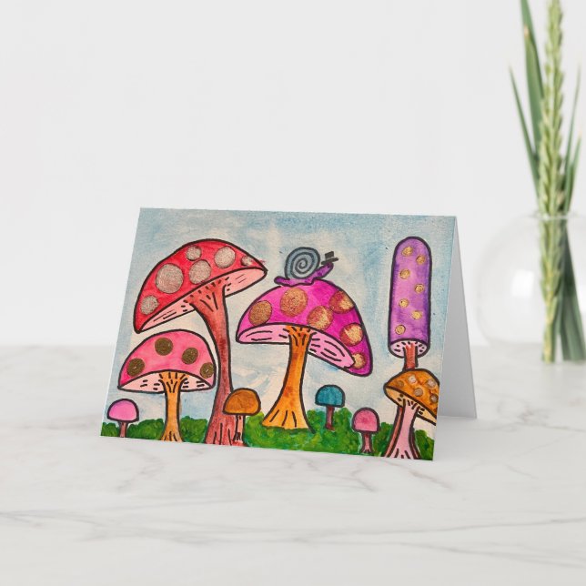 Carte Aquarelle de champignons fantaisistes (Devant)