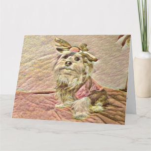 Carte Aquarelle de chien de Noël vintage