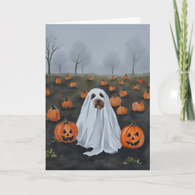 Carte Aquarelle de chien fantôme Halloween (Devant)