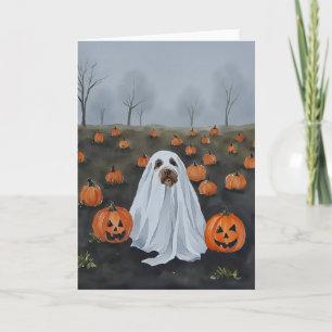 Carte Aquarelle de chien fantôme Halloween