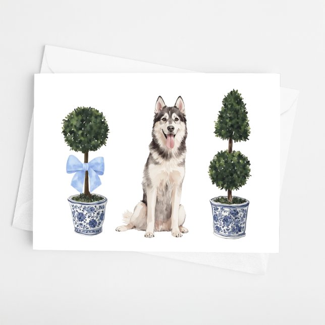 Carte Aquarelle de chien Husky Chiot Topiot (Créateur téléchargé)