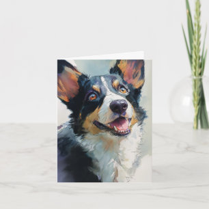 Carte aquarelle de corgi gallois cardigan