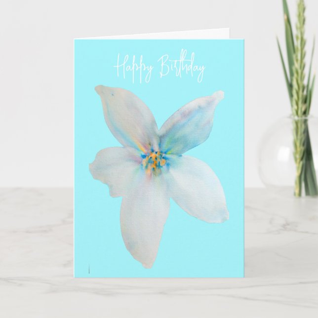 Carte Aquarelle de fleur pastel blanc (Devant)