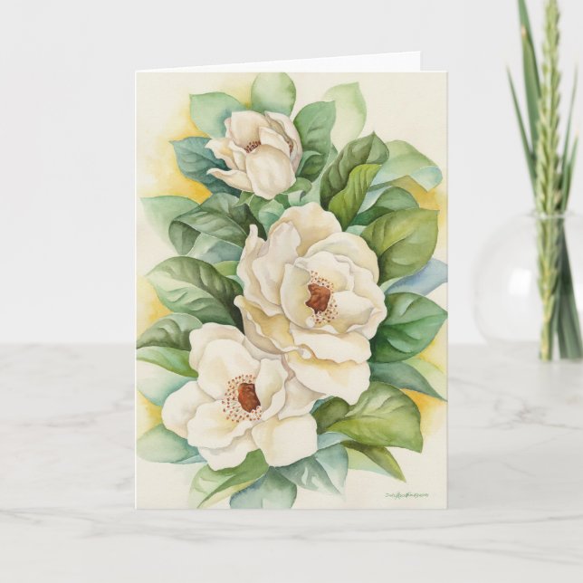 Carte Aquarelle de fleurs Magnolia Art - Multi (Devant)