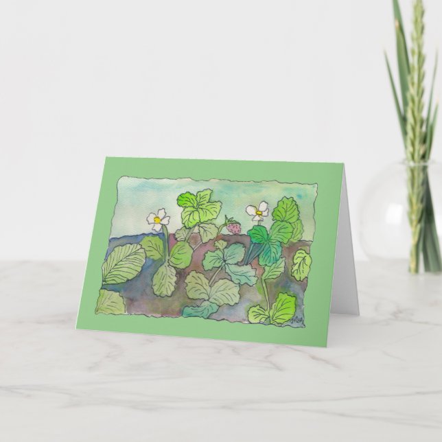 Carte Aquarelle de fraises sauvages (vide à l'intérieur) (Devant)