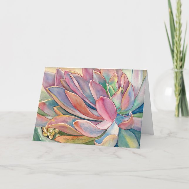 Carte Aquarelle de Graptoveria par Debra Lee Baldwin (Devant)