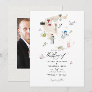 Carte aquarelle de Grèce Invitation de mariage de