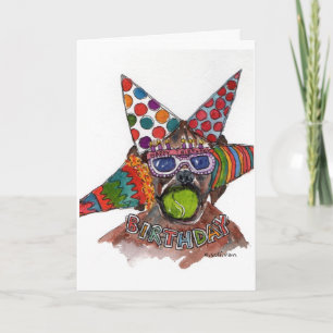 Carte aquarelle de la boîte d'anniversaire surdécorée