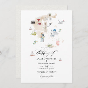 Carte aquarelle de la Grèce Destination Wedding In