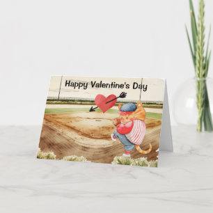 Carte Aquarelle de la Saint Valentin de baseball