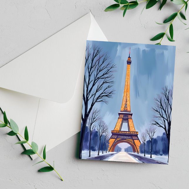 Carte aquarelle de la Tour Eiffel de Paris sous la (Créateur téléchargé)