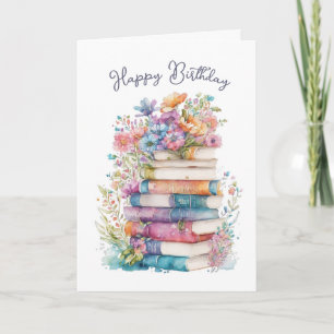 Carte Aquarelle de livre Anniversaire