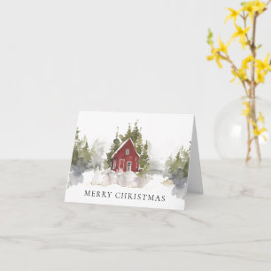 Carte Aquarelle de Noël Forêt de pins neigeux Accueil Pl