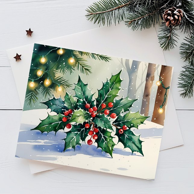 Carte aquarelle de Noël Gui Joyeuses Fêtes (Créateur téléchargé)