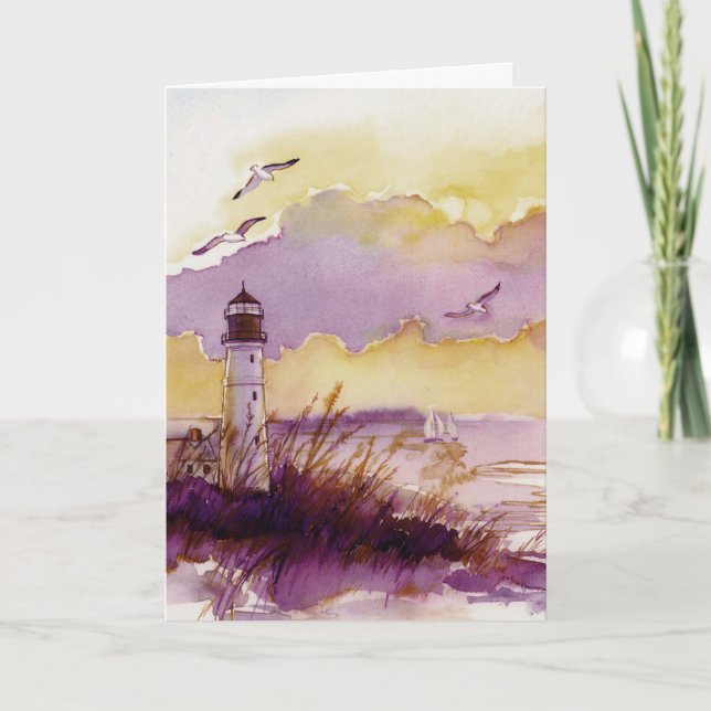 Carte Aquarelle de phare artistique personnalisable cart (Devant)