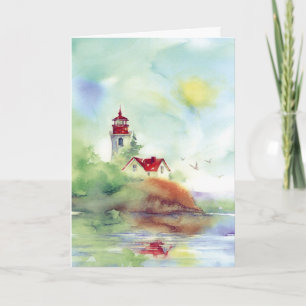 Carte Aquarelle de phare artistique personnalisable cart