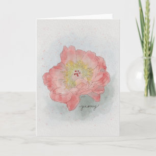 Carte aquarelle de pivoine