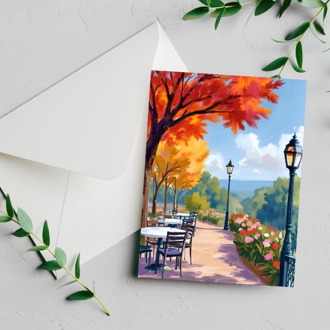 Carte aquarelle de promenade dans le parc d'automn (Créateur téléchargé)