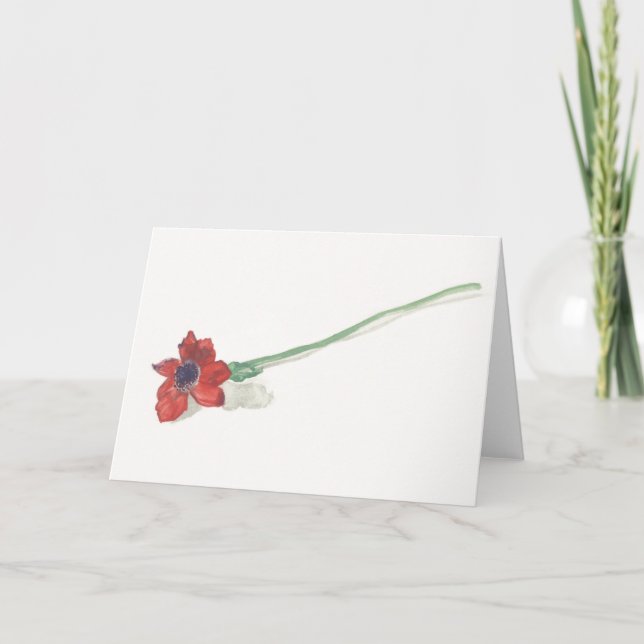 Carte Aquarelle de ranunculus rouge (Devant)