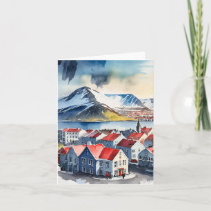Carte Aquarelle de Reykjavik Islande