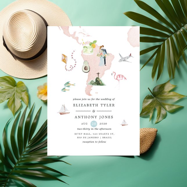 Carte aquarelle de Rio Destination Wedding (Créateur téléchargé)