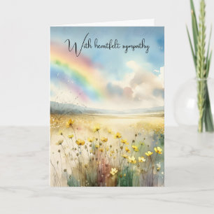 Carte Aquarelle de Sympathy Arc-en-ciel dans une prairie