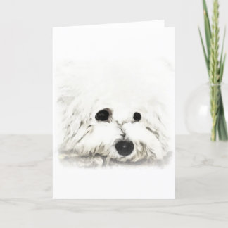 Carte Aquarelle de tête de Bichon artistique