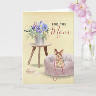 Carte Aquarelle de Yorkie mignonne Fête des Mères person