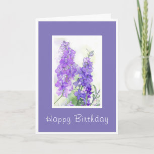 Carte Aquarelle Delphiniums