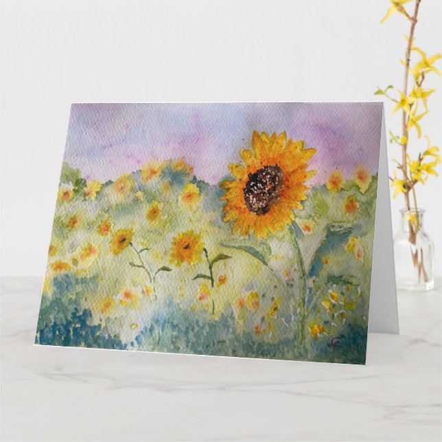 Carte Aquarelle des fleurs de soleil (Fleur jaune)