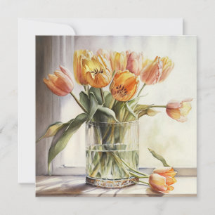 Carte Aquarelle des tulipes jaunes