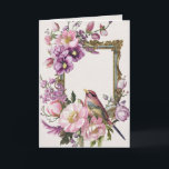 Carte Aquarelle d'oiseau floral rose<br><div class="desc">Aquarelle d'oiseau à fleurs roses</div>