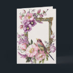 Carte Aquarelle d'oiseau floral rose<br><div class="desc">Aquarelle d'oiseau à fleurs roses</div>