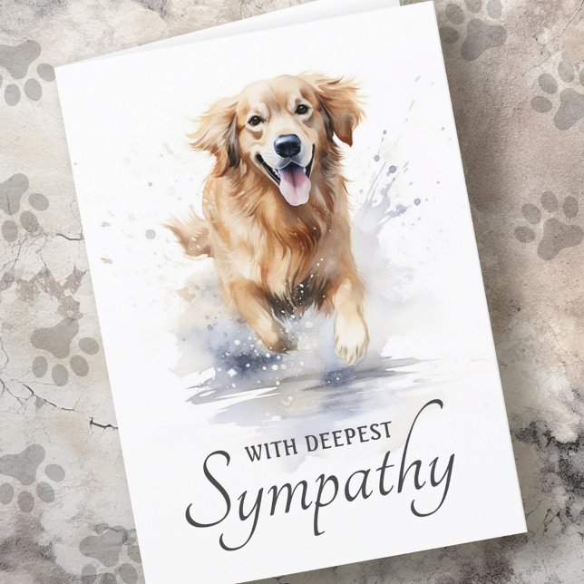 Carte Aquarelle d'or chien de chien de chien perte sympa (Golden retriever watercolor pet dog loss sympathy card)