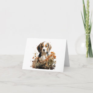 Carte Aquarelle douce Beagle Chien chiot BLANK