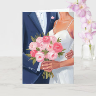 Carte aquarelle du bouquet de mariage de la mariée