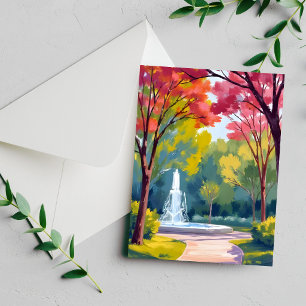 Carte aquarelle du feuillage d'automne du parc d'a