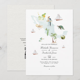Carte aquarelle du Mexique Code QR RSVP Mariage