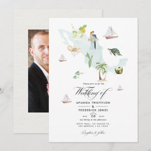 Carte aquarelle du Mexique Destination Wedding Pho