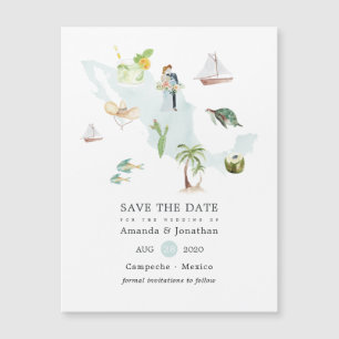Carte aquarelle du Mexique pour mariage de destina