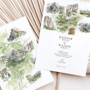 Carte aquarelle du parc national de Yosemite pour