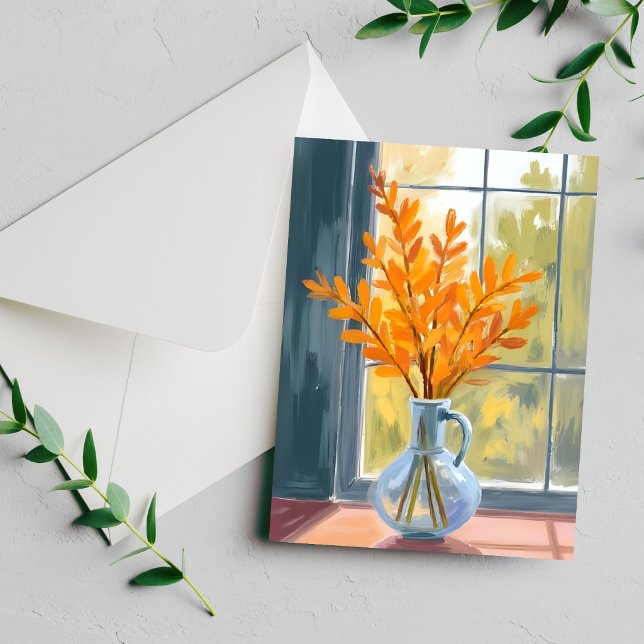 Carte aquarelle du vase de fleurs d'automne (Créateur téléchargé)