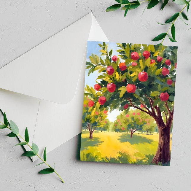 Carte aquarelle du verger de pommes en automne (Créateur téléchargé)