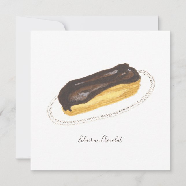 Carte Aquarelle Éclair au Chocolat (Devant)