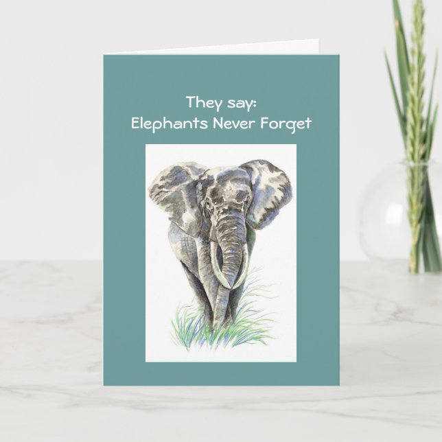 Carte Aquarelle Eléphant Africain Animal Nature Art (Devant)